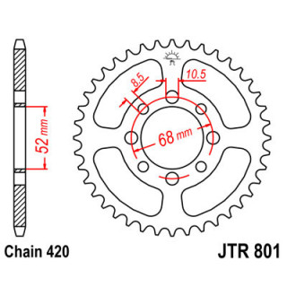 COURONNE 37 DENTS EN ACIER - JT Sprockets type 801 - SUZUKI 50 LT