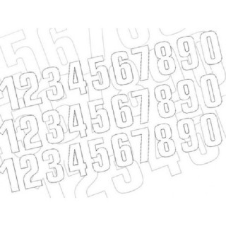 NUMERO DE COURSE BLANC JEU DE 3 NUMEROS 13X7cm