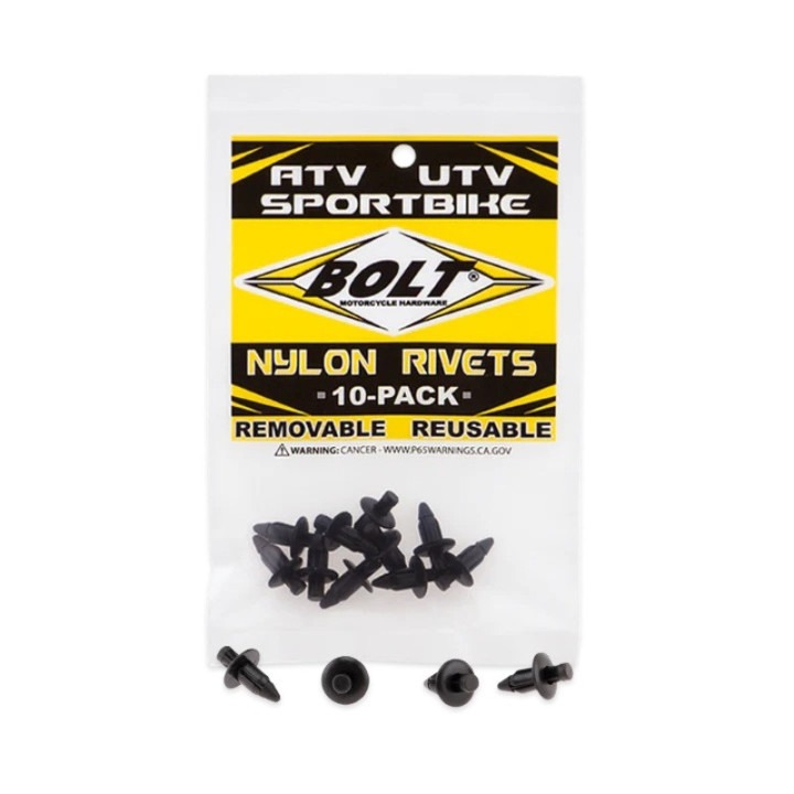 Rivets Clips plastique carénage 6mm BOLT 10 pièces