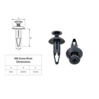 Rivets Clips à visser carénage plastique 6mm BOLT 10 pièces