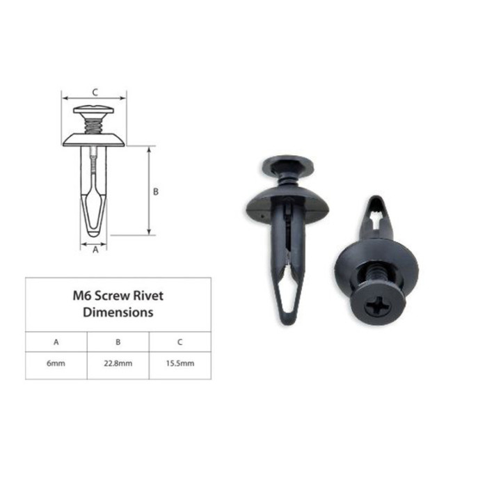 Rivets Clips à visser carénage plastique 6mm BOLT 10 pièces