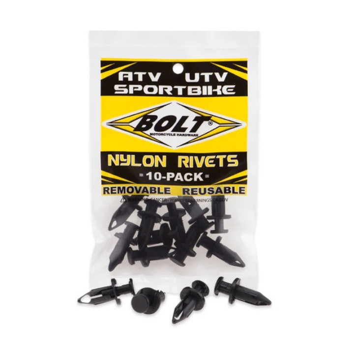 Rivets clips plastique carénage 8mm BOLT 10 pièces