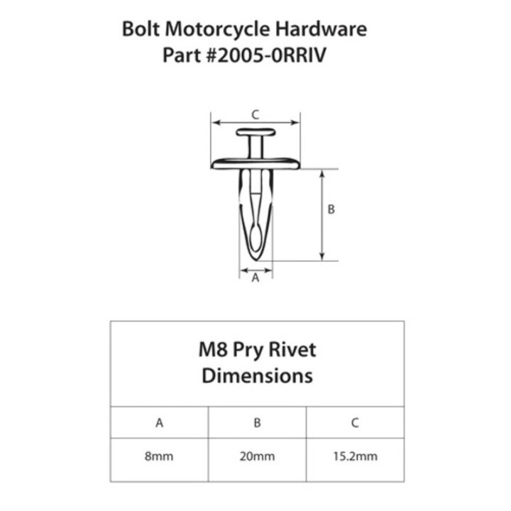 Rivets clips plastique carénage 8mm BOLT 10 pièces