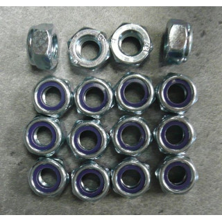 16 ECROUS AUTOFREINE NYLSTOP DE ROUE QUAD  PLAT M10X125 EN DOUILLE DE 17MM
